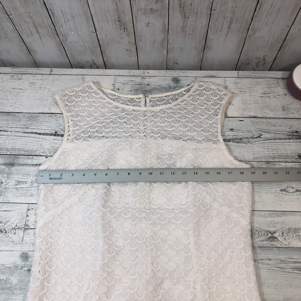 Adrianna Papell Crocheted Lace White Sleeveless Sheath Dress - Picture 7 of 12